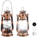 2x lampe - tempête led, lanterne retro comme décoration de fenêtre ou de jardin, à piles, cuivre 2x lampe - tempête led, lanterne retro comme décoration de fenêtre ou de jardin, à piles, cuivre