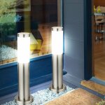 2x led lampadaire d'extrieur pied lumire chemin jardin cour alle porche clairage acier inoxydable ...