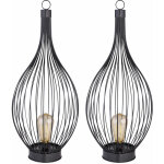 2x led solaire lampe suspendue extrieure terrasse cour cage design filament lampe sur pied