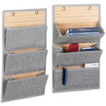 2x porte - documents organiseur mural 3 compartiments porte ou mur, gris