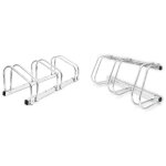 Relaxdays - 2x rteliers 3 vlos acier chrom fixation sol mur support de rangement bicyclettes, argent ...