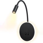 Devenirriche - 3 + 8w led lampe de chevet pour lire led lampe de lecture de cygne flexible (noir) applique ...