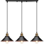 3 lumi�res suspension r�tro industriel plafonniers design edison m�tal lustre suspension avec support ...