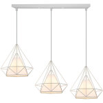 3 lumire suspension rtro industrielle cage diamant en mtal e27 lustre suspension 25cm blanc