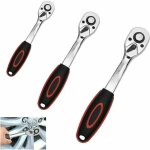 3 pcs cle plate a cliquet dynamometrique, cle a douille a cliquet dynamom�trique r�versible 72 dents, ...