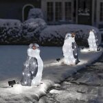 3 pi�ces d�corations de no�l ext�rieures en forme de pingouin illumin� avec lumi�res de jardin led - ...