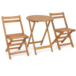 3 pi�ces ensemble bistro en bois avec structure en bois d'acacia robuste, si�ge � lattes et plateau de ...