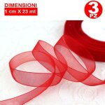 3 rouleaux de ruban rouge d�corations en organza pour bo�tes de f�te d�coupage