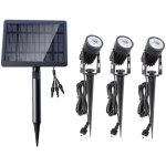 3 spots solaires avec un panneau solaire de 3w, temp�rature de couleur 3000k, 300 lumens, 100 lumens ...
