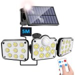 3 ttes lumire solaire extrieure avec dtecteur de mouvement, 138led sparable panneau solaire projecteur ...