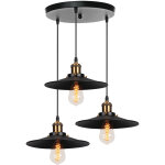 3 tte lustre suspension fer abat - jour en mtal luminaire vintage industrielle noir