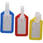 3 x etiquette de bagage en plastique dur pour ecrire l'adresse et les informations rouge bleu jaune