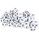 30 d�s en plastique noir avec lettres pour apprentissage des maths et jeux �ducatifs