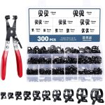 300 pi�ces collier de serrage � ressort, 10 tailles 5 - 18mm clips � ressort, serre - joints pour tuyaux ...