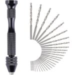 31 pi�ces perceuse � main twist drill bits mini perceuse � main de precision aluminum mandrin sans cl� ...