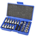 34 pcs coffret cls  douille torx, jeu de douilles  embouts, douilles torx femelle, torx bit socket ...