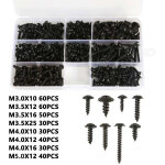340pcs assortiment de vis autotaraudeuse m3 m3. 5 m4 m4. 8 vis � tole noire cylindrique vis autoperceuse ...