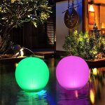 34cm lampe solaire flottante, globe solaire � led �tanche ip67, boule lumineuse 4 modes, lampe de nuit ...