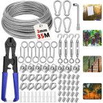 35m c�bles en acier inoxydable � suspendre kit, 304 cable inox 3mm avec tendeur cable, serre cable acier, ...