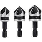 3pcs fraises � chanfreiner 90 degr�s 5 fl�te fraise conique � noyer 12mm / 16mm / 19mm fraise bois 1 ...