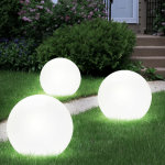 3x led lampes  prises solaires boule de jardin lumires terrasses spot extrieur diamtre 2x 15 cm, ...