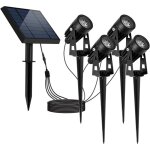 4 en 1 3000k projecteur solaire exterieur, etanche ip65 lampe solaire exterieur puissante, lumiere solaire ...