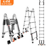 4, 4m �chelle t�lescopique en aluminium pliante avec 2 roulettes (2, 2m + 2, 2m) �chelle escamotable ...