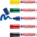 4 - 800999 marqueur permanent noir, rouge, bleu, vert, jaune r�siste � l'eau: oui - edding