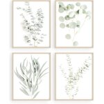 4 affiches botaniques d�co murale feuilles eucalyptus, sans cadre (8x10)