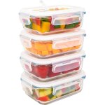 4 bo�tes verre 360 ml herm�tiques avec valve vapeur, micro - ondes / four / lave - vaisselle / cong�lateur, ...