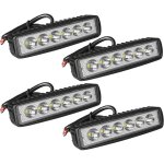 4 phare led, 6 pouces 18w projecteur barre led, 12v moto voiture camion suv bateau 4x4