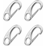 4 pi�ces 2 / 50mm 316 acier inoxydable ressort mousqueton mousqueton multifonctionnel m�t de drapeau ...