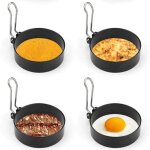 4 pi�ce anneau d'oeuf en acier inoxydable, moule � oeufs frits, ?uf poch� rond, pour oeufs au plat, rouleaux ...