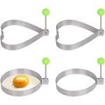 4 pi�ces anneaux � oeufs en acier inoxydable avec poign�e anti - chaleur anneaux � oeufs ronds et en ...