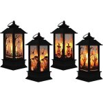 4 pi�ces lanterne d'halloween d�coration led lanterne de bougie suspendue citrouille corbeau sorci�re ...