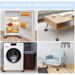 A 4 pi�ces noir tapis anti - vibration pour machine � laver, antibruit pied machine a laver avec patin ...