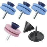 4 pi�ces pierre � aiguiser double couche tondeuse � gazon aff�teuse de lame pour perceuse avec �quilibreur ...