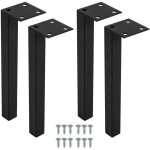 4 un. pied carr� noir pour meuble de salle de bain furnidea en m�tal h: 15 cm