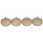 Lot de 4 pieds de meuble boule fixes htre brut blanc / beige, 5 cm - cime