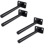 4 supports de tablette flottante invisible, fixation murale ronde avec 2 trous, noir, 150mm, lot de 4 ...