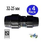 Lot de 4 manchon compression rduit 32 x 25mm. produit en plastique pe pour tuyau d'eau 32 et 25mm