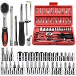 46 pcs set cliquet manchon combo multifonctionnel, ensemble complet d'outils d'assurance vapeur pour ...