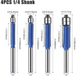 4pcs 6. 35mm tige am�lior� fraise a copier affleurement trim routeur bit defonceuse double fl�te avec ...
