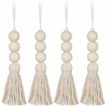 4pcs gland perles en bois ferme perles glands perles de pri�re naturelles coton ligne d�corative tenture ...