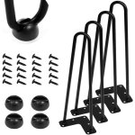 4pcs pieds de table industriel 25cm, pied metal noir pour meuble tv, tiroirs, table de chevet, pied epingle ...