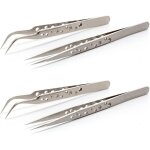 4pcs pince de precision, pince � epiler de pr�cision, pince brucelle 2 droites 2 courbes, pince electronique, ...