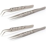 4pcs pince de precision, pince � epiler de pr�cision, pince brucelle 2 droites 2 courbes, pince electronique, ...