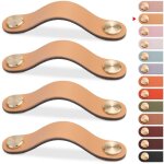 4pcs poign�e meuble cuir, bouton porte placard poignee cuir bouton de tiroir, poignee de meuble vintage ...