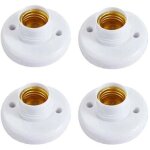 4pcs supports de lampe ronds en plastique e27 - ensemble de 4 douilles � vis - blanc, 76 mm