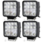 4x phares additionnels profonds pour voiture tout - terrain 12 v carr�s 16 led 6000 k 48 w